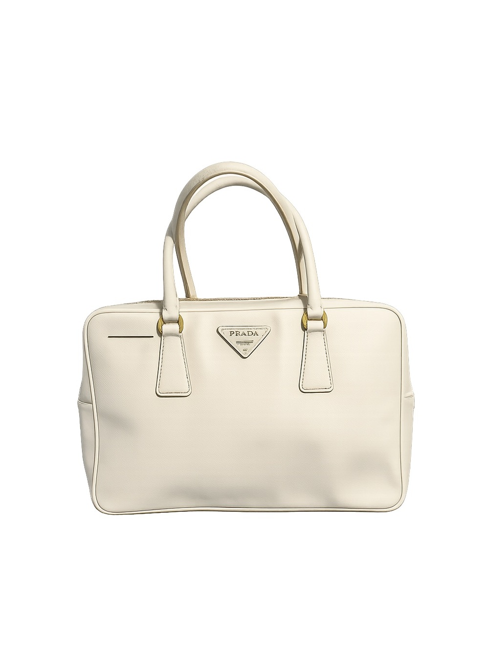 Authentic Prada Bauletto Cream Saffiano Leather Satchel Bag - Picture 3 of 17